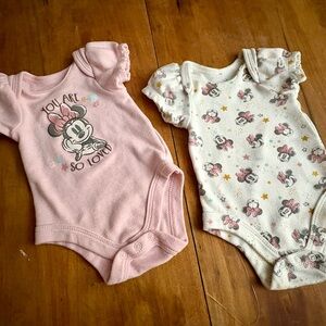 Disney Pink and White Minnie Mouse Bodysuit Set